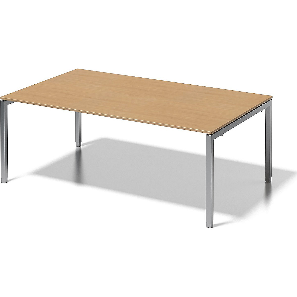 CITO desk, U-frame – BISLEY, HxWxD 650 – 850 x 2000 x 1200 mm, silver frame, beech tabletop-3