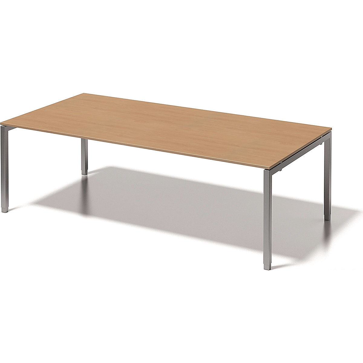 CITO desk, U-frame – BISLEY, HxWxD 650 – 850 x 2400 x 1200 mm, silver frame, beech tabletop-4