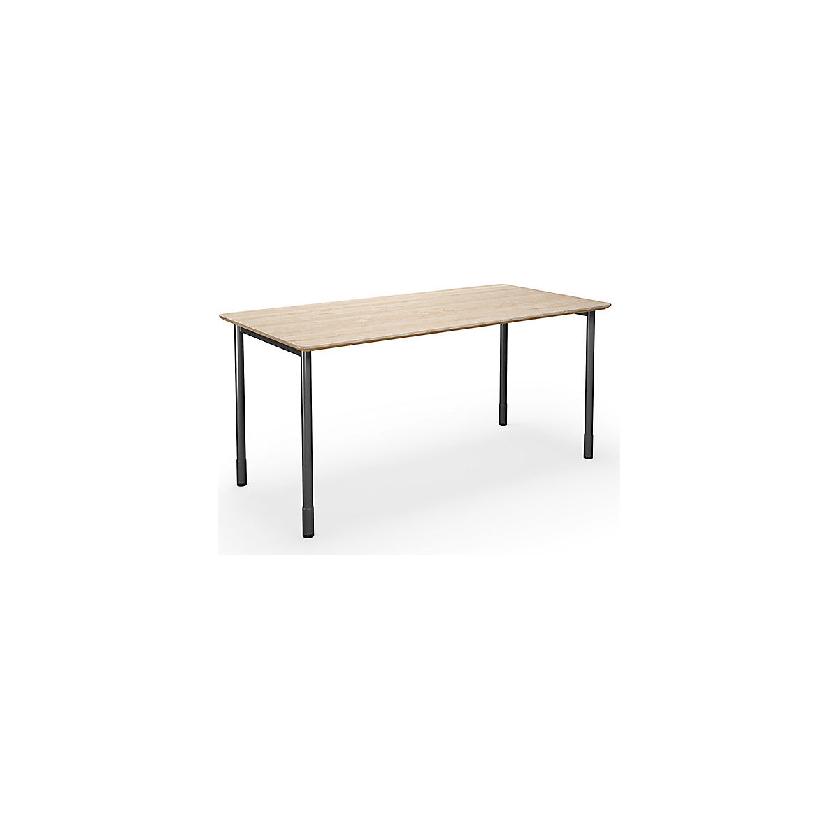 DUO-C Trend multi-purpose desk, straight tabletop, rounded corners, WxD 1400 x 800 mm, oak, black-3