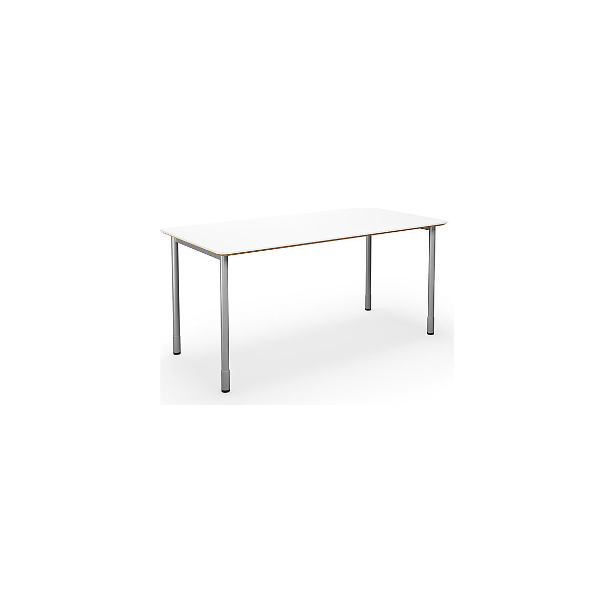 DUO-C Trend multi-purpose desk, straight tabletop, rounded corners, WxD 1600 x 800 mm, white, silver-1