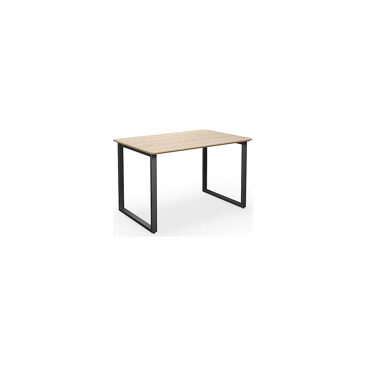 DUO-O Trend multi-purpose desk, straight tabletop, rounded corners, WxD 1200 x 800 mm, oak, black-1