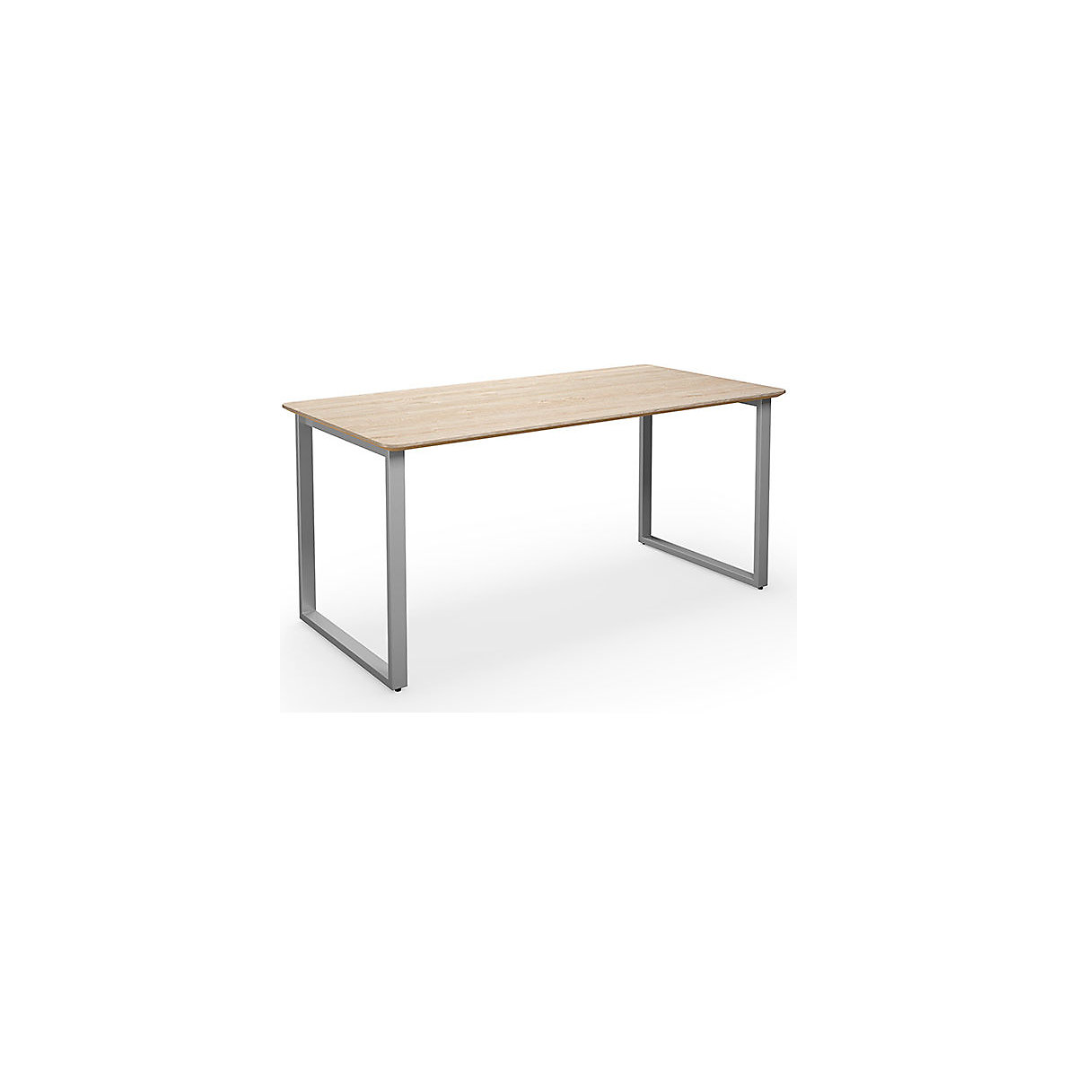 DUO-O Trend multi-purpose desk, straight tabletop, rounded corners, WxD 1600 x 800 mm, oak, silver-2