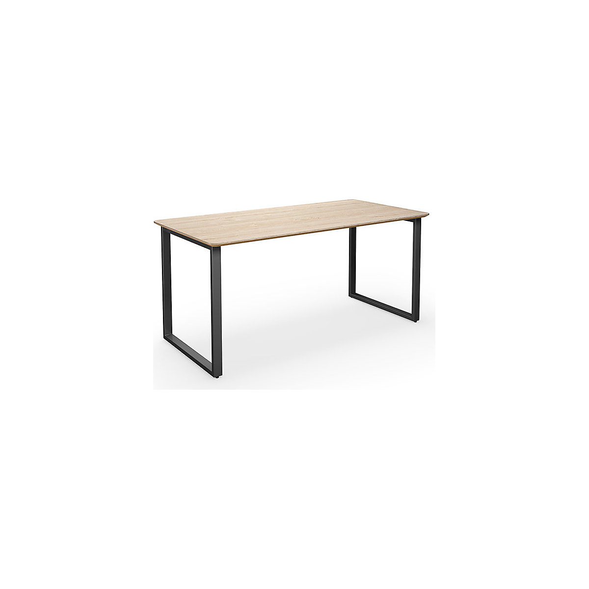 DUO-O Trend multi-purpose desk, straight tabletop, rounded corners, WxD 1600 x 800 mm, oak, black-5