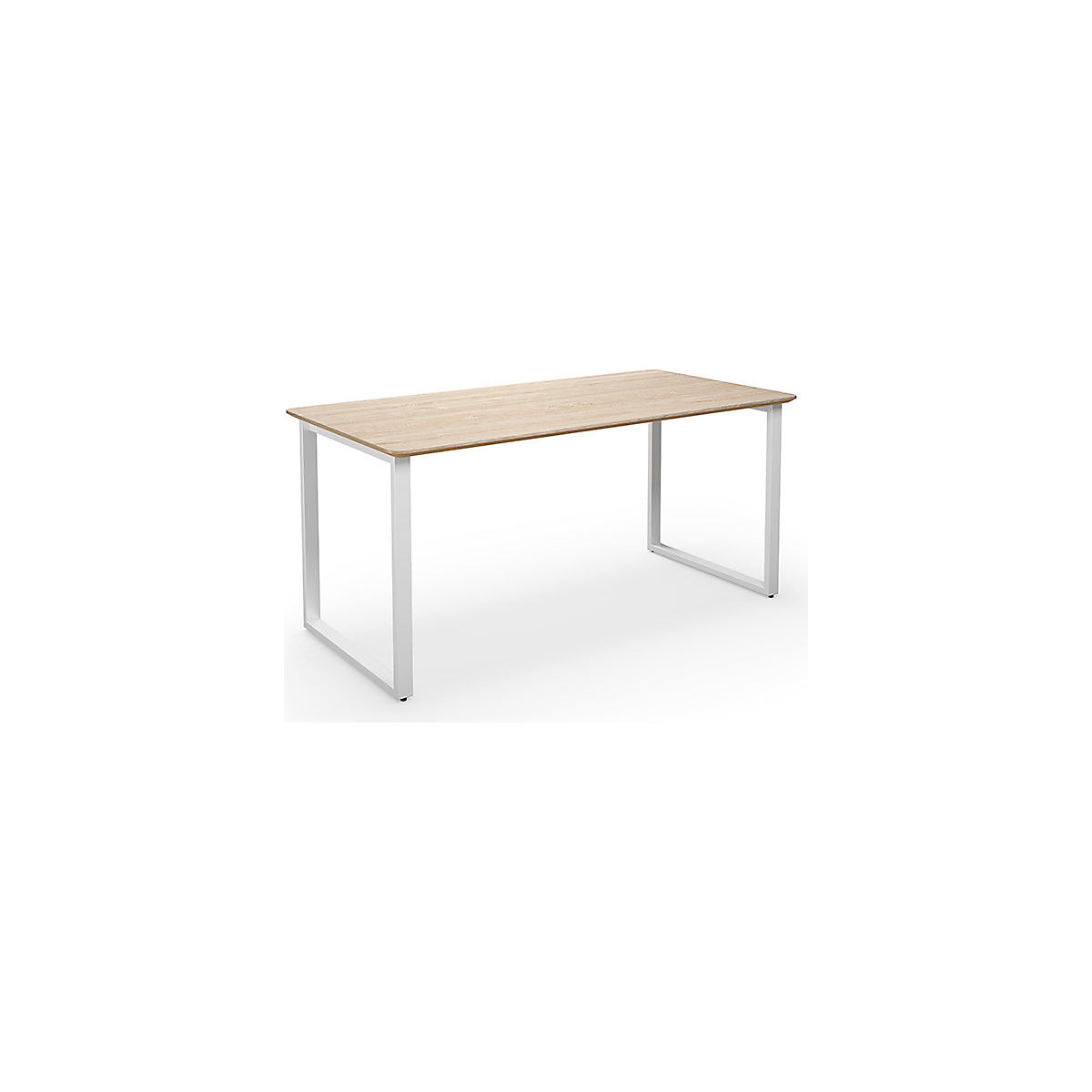 DUO-O Trend multi-purpose desk, straight tabletop, rounded corners, WxD 1600 x 800 mm, oak, white-1