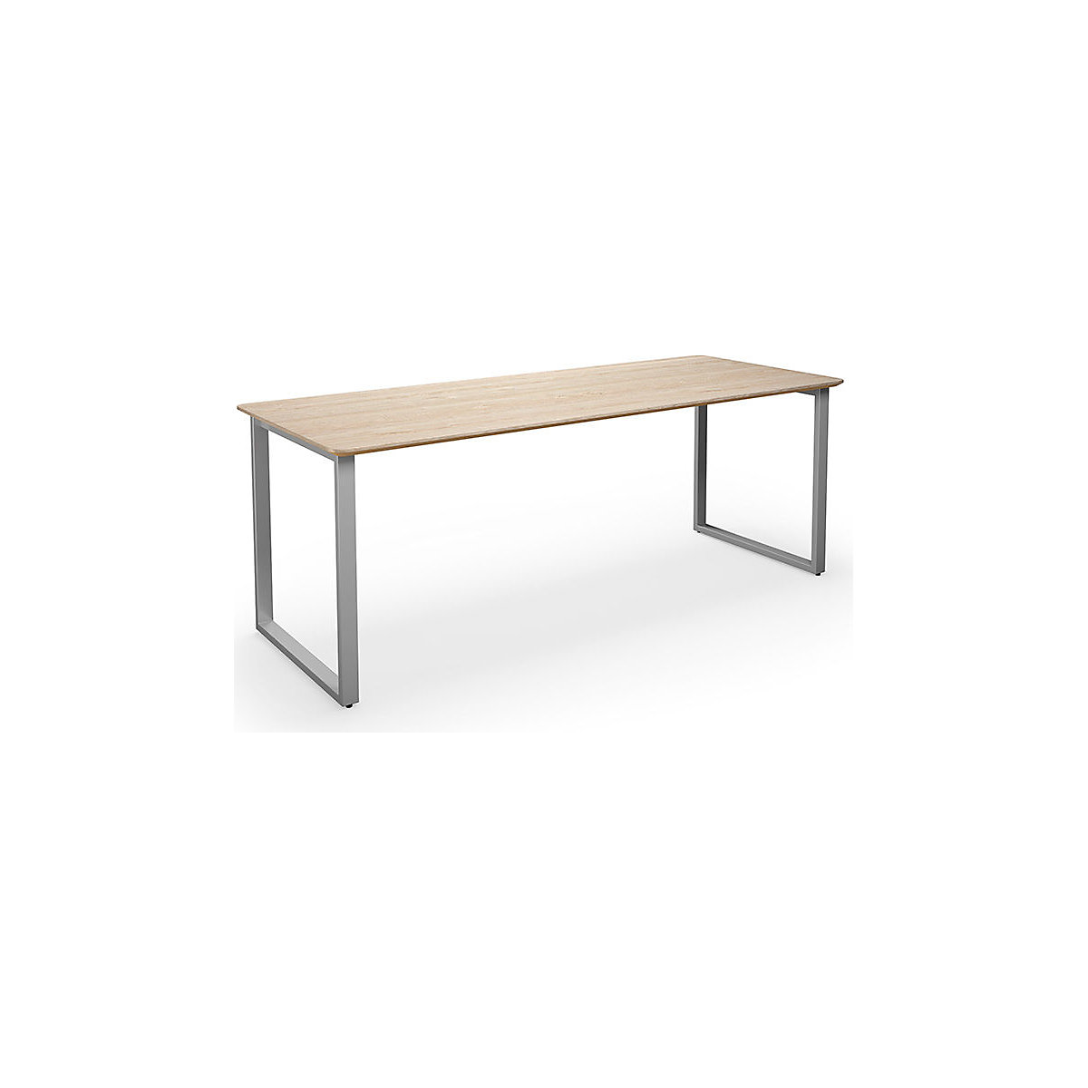 DUO-O Trend multi-purpose desk, straight tabletop, rounded corners, WxD 2000 x 800 mm, oak, silver-4