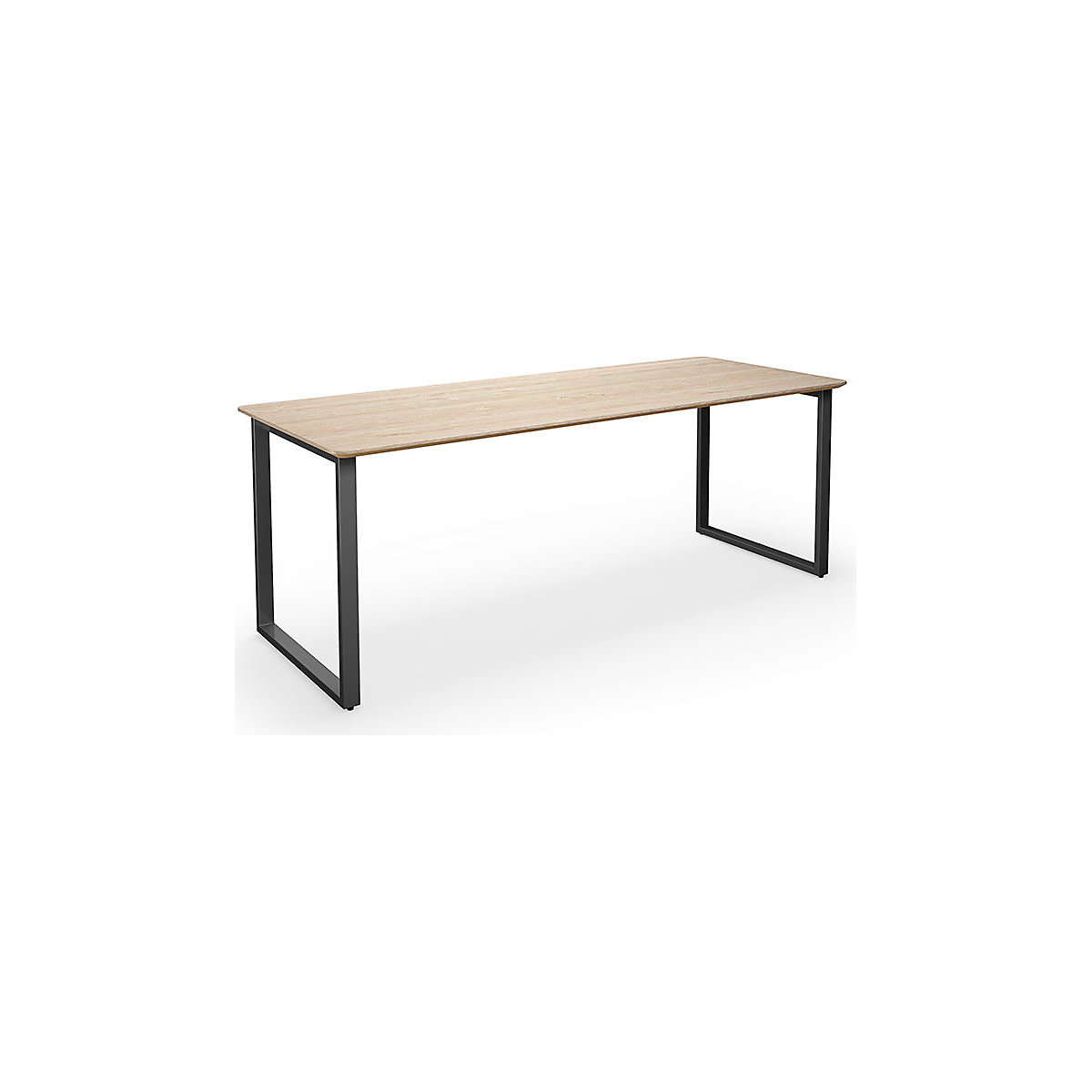 DUO-O Trend multi-purpose desk, straight tabletop, rounded corners, WxD 1800 x 800 mm, oak, black-5