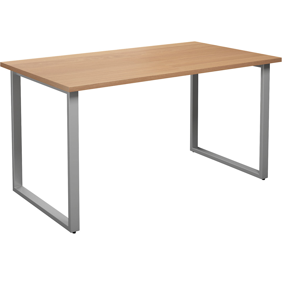 DUO-O multi-purpose desk, straight tabletop, WxD 1400 x 800 mm, beech, silver-2