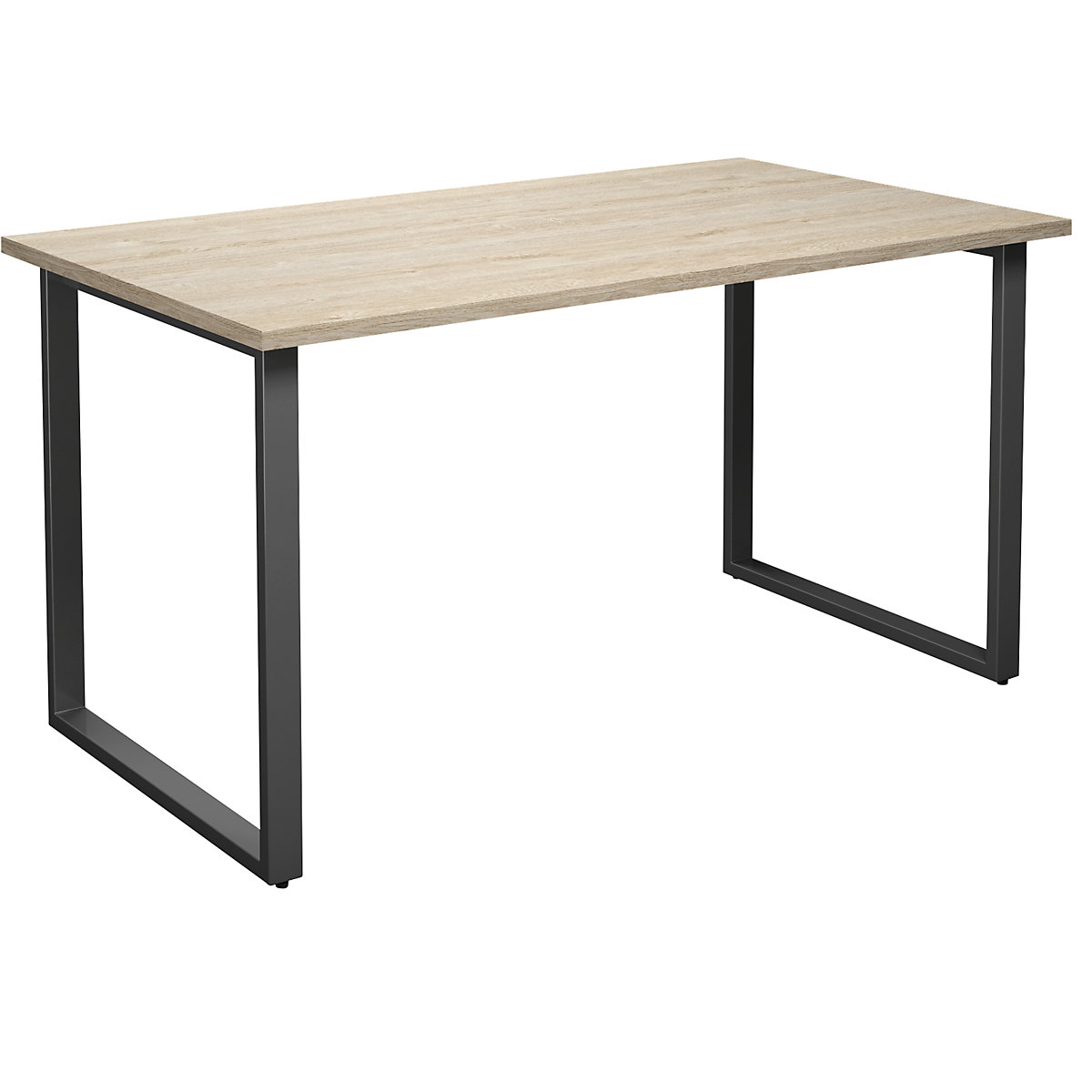 DUO-O multi-purpose desk, straight tabletop, WxD 1400 x 800 mm, oak, black-4