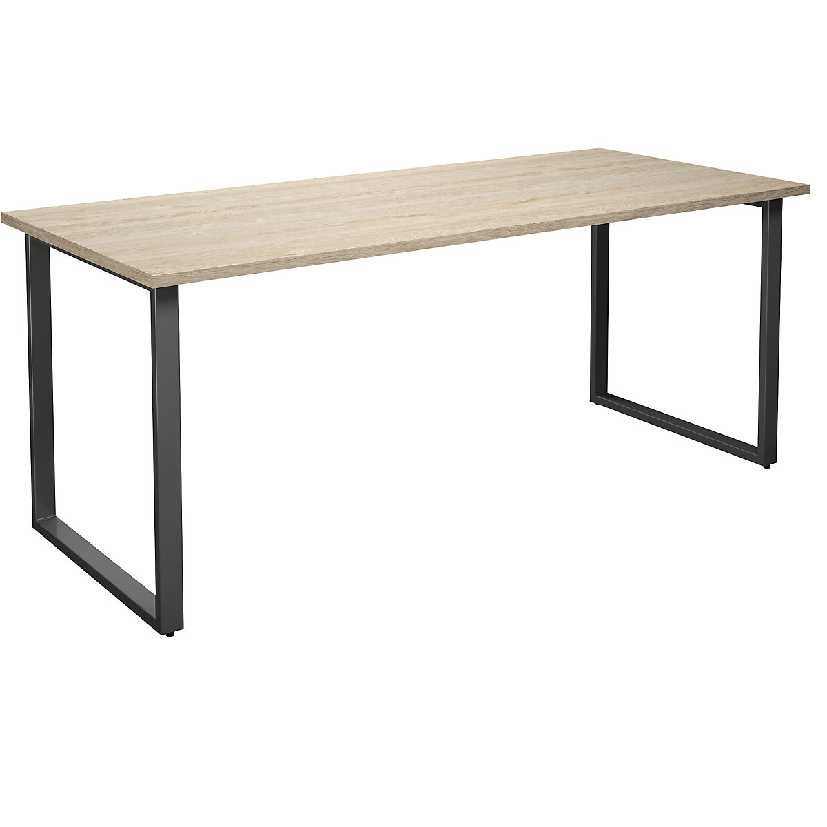 DUO-O multi-purpose desk, straight tabletop, WxD 1800 x 800 mm, oak, black-2