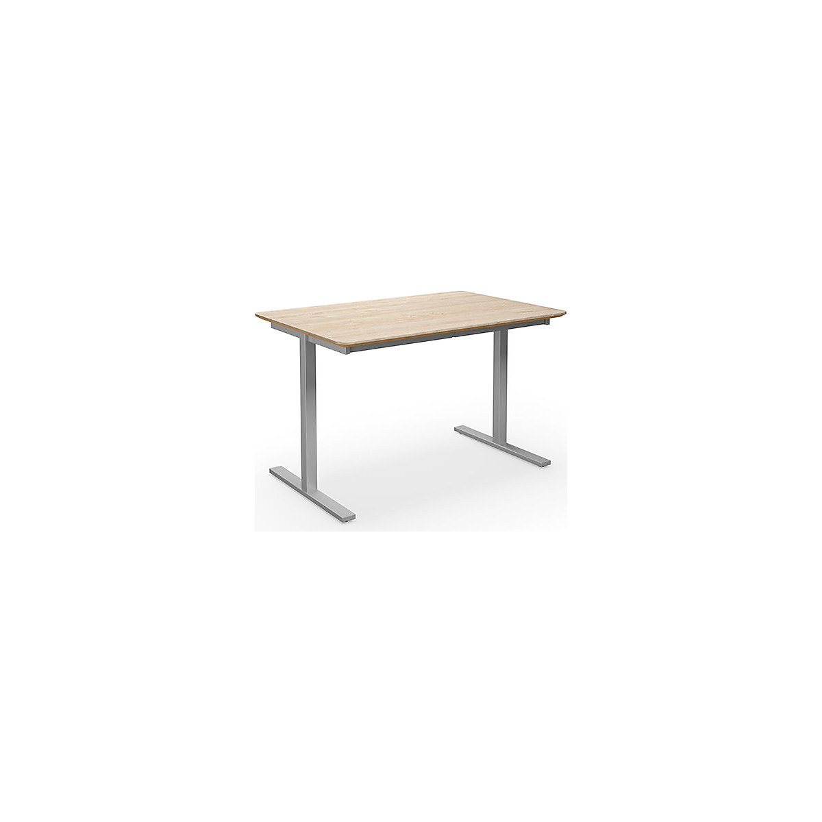 DUO-T Trend multi-purpose desk, straight tabletop, rounded corners, WxD 1200 x 800 mm, oak, silver-1