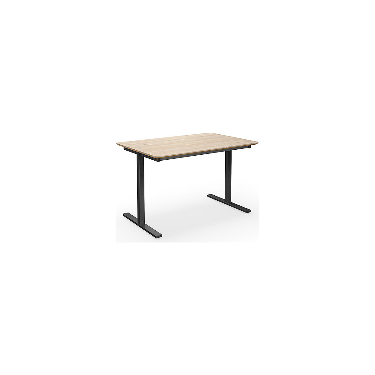 DUO-T Trend multi-purpose desk, straight tabletop, rounded corners, WxD 1200 x 800 mm, oak, black-5