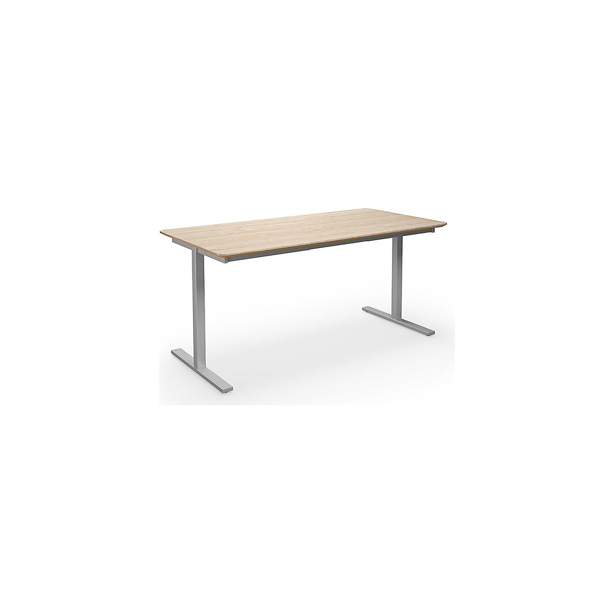 DUO-T Trend multi-purpose desk, straight tabletop, rounded corners, WxD 1600 x 800 mm, oak, silver-2