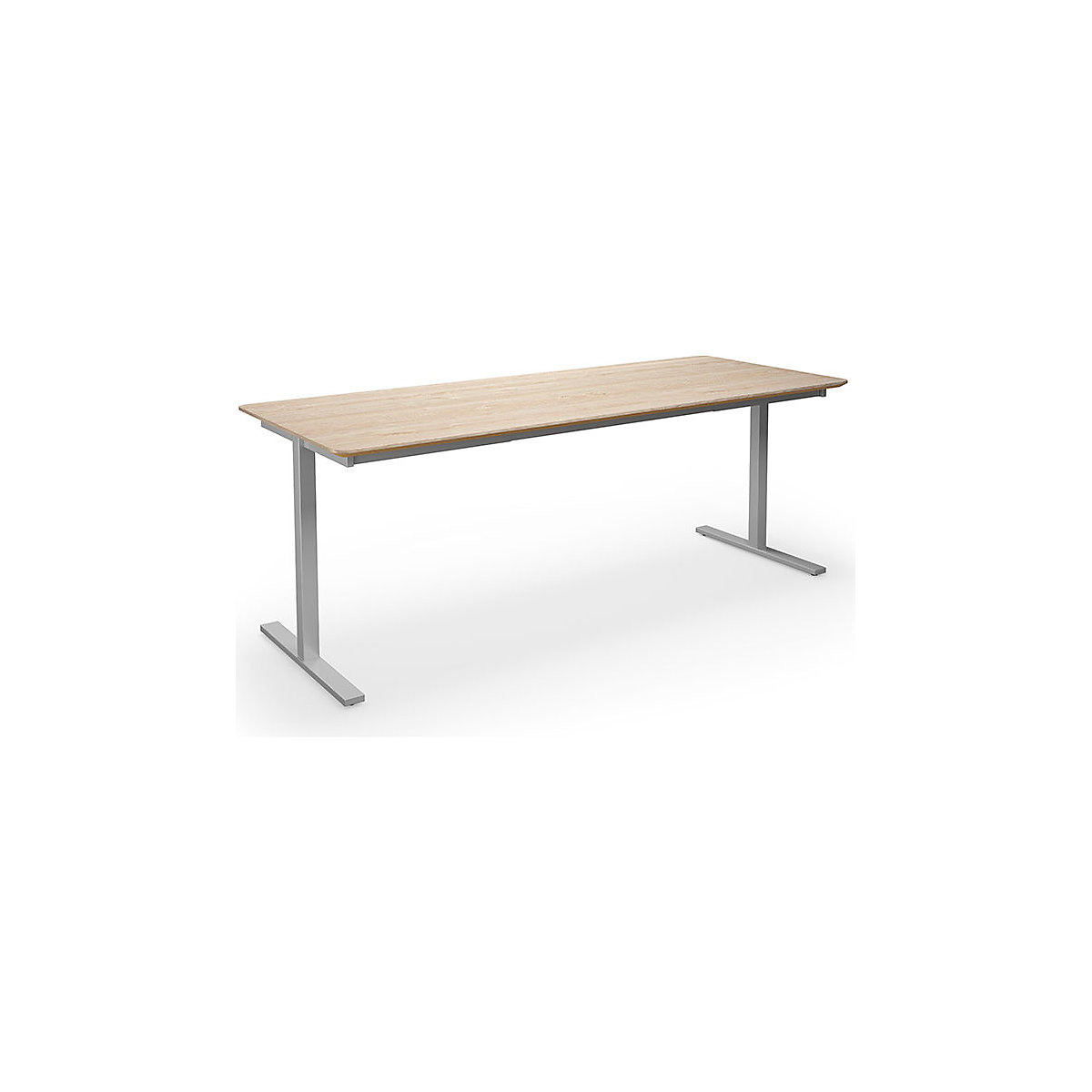 DUO-T Trend multi-purpose desk, straight tabletop, rounded corners, WxD 2000 x 800 mm, oak, silver-5
