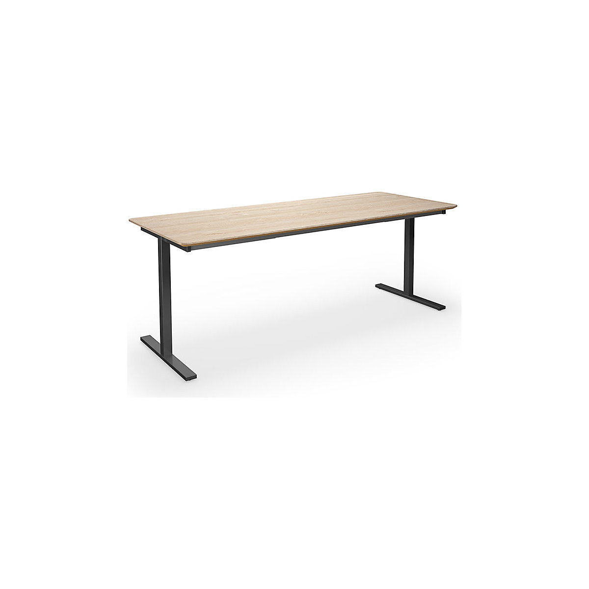 DUO-T Trend multi-purpose desk, straight tabletop, rounded corners, WxD 2000 x 800 mm, oak, black-2