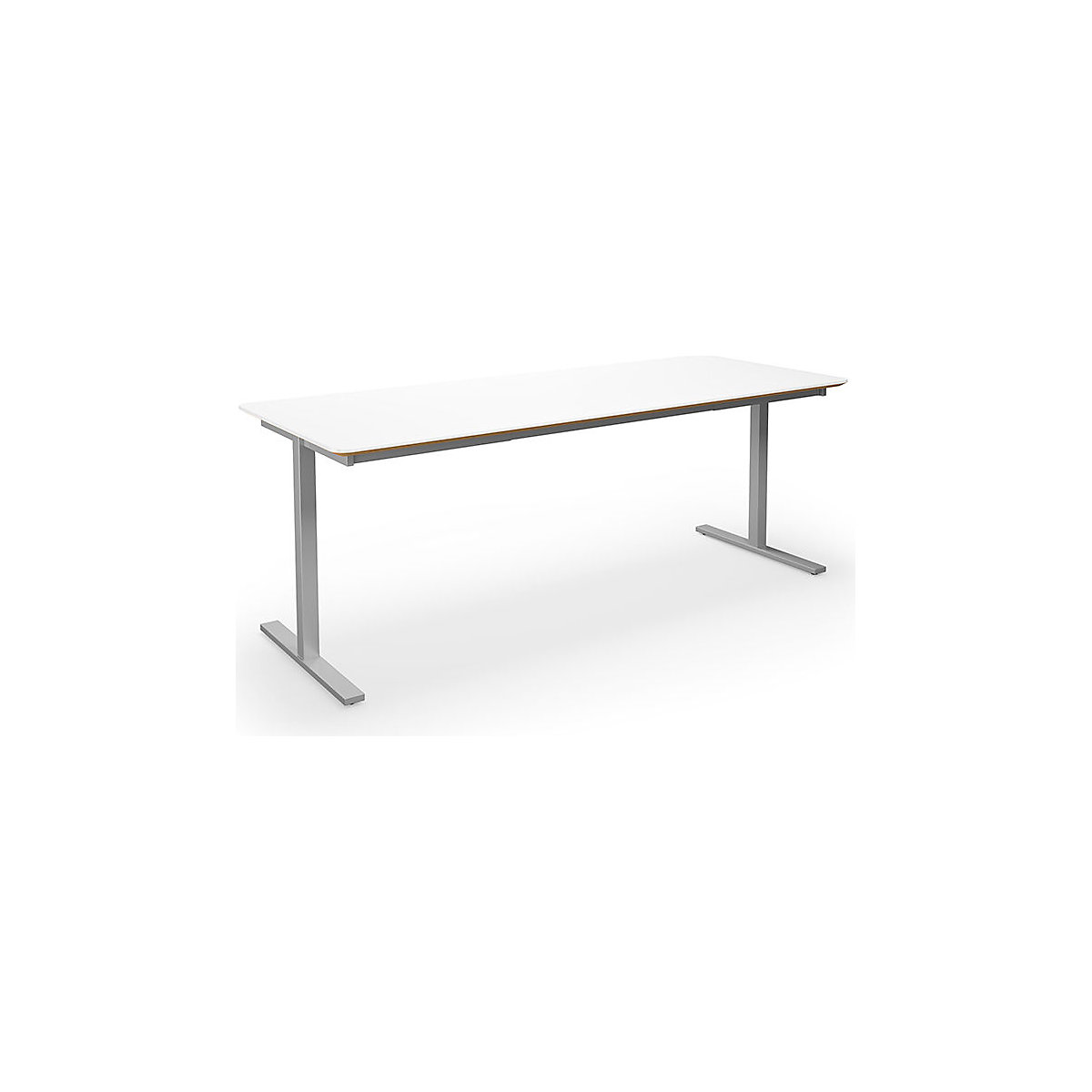 DUO-T Trend multi-purpose desk, straight tabletop, rounded corners, WxD 1800 x 800 mm, white, silver-2