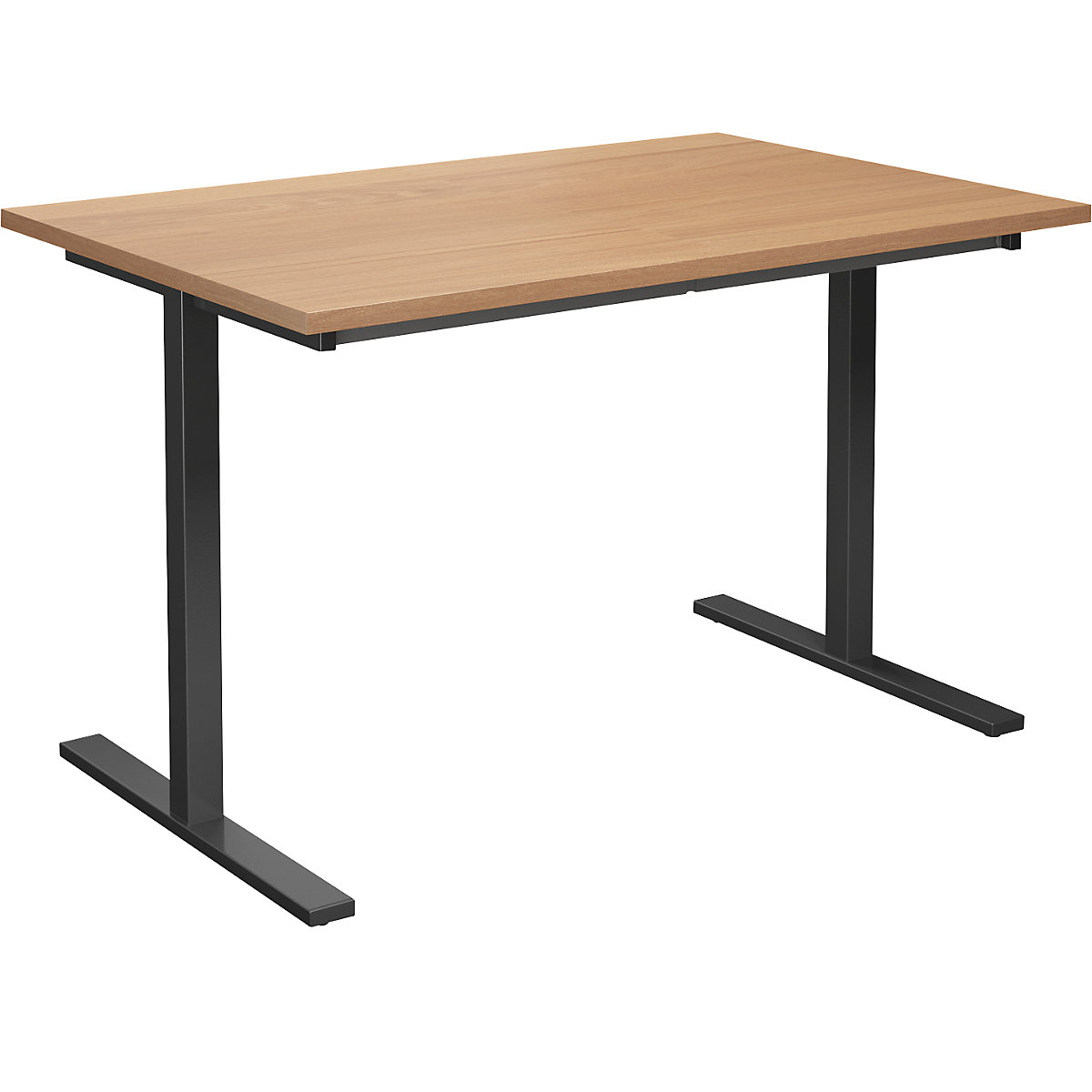 DUO-T multi-purpose desk, straight tabletop, WxD 1200 x 800 mm, beech, black-2