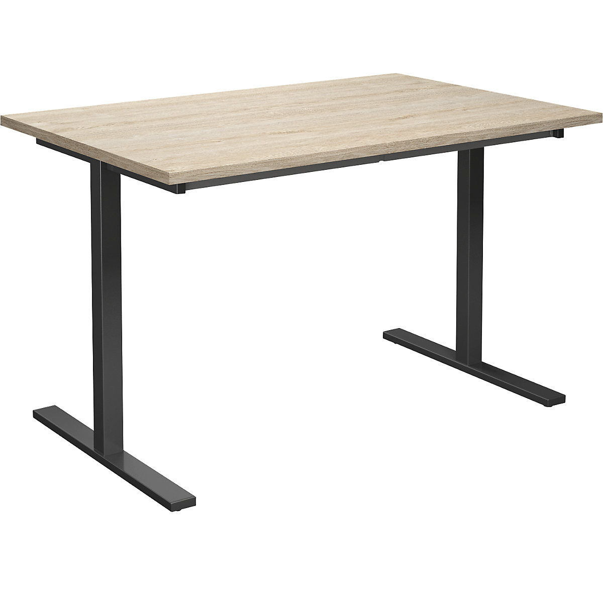 DUO-T multi-purpose desk, straight tabletop, WxD 1200 x 800 mm, oak, black-16