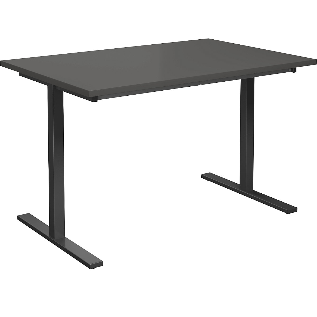 DUO-T multi-purpose desk, straight tabletop, WxD 1200 x 800 mm, dark grey, black-4