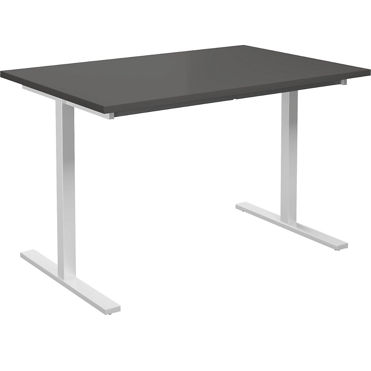 DUO-T multi-purpose desk, straight tabletop, WxD 1200 x 800 mm, dark grey, white-3