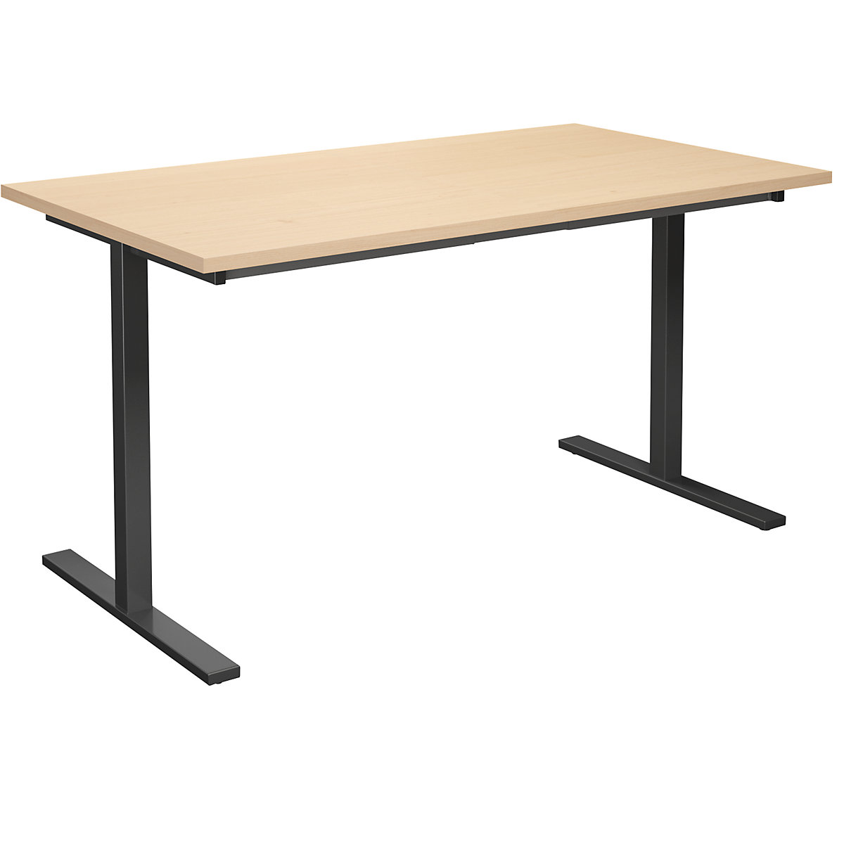 DUO-T multi-purpose desk, straight tabletop, WxD 1400 x 800 mm, birch, black-11