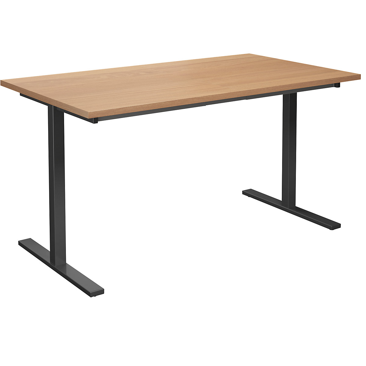 DUO-T multi-purpose desk, straight tabletop, WxD 1400 x 800 mm, beech, black-6