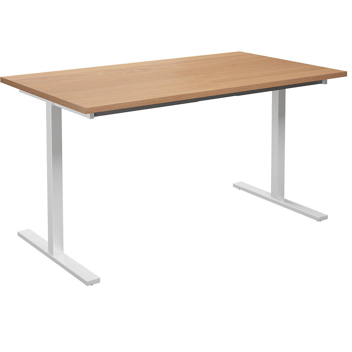 DUO-T multi-purpose desk, straight tabletop, WxD 1400 x 800 mm, beech, white-2