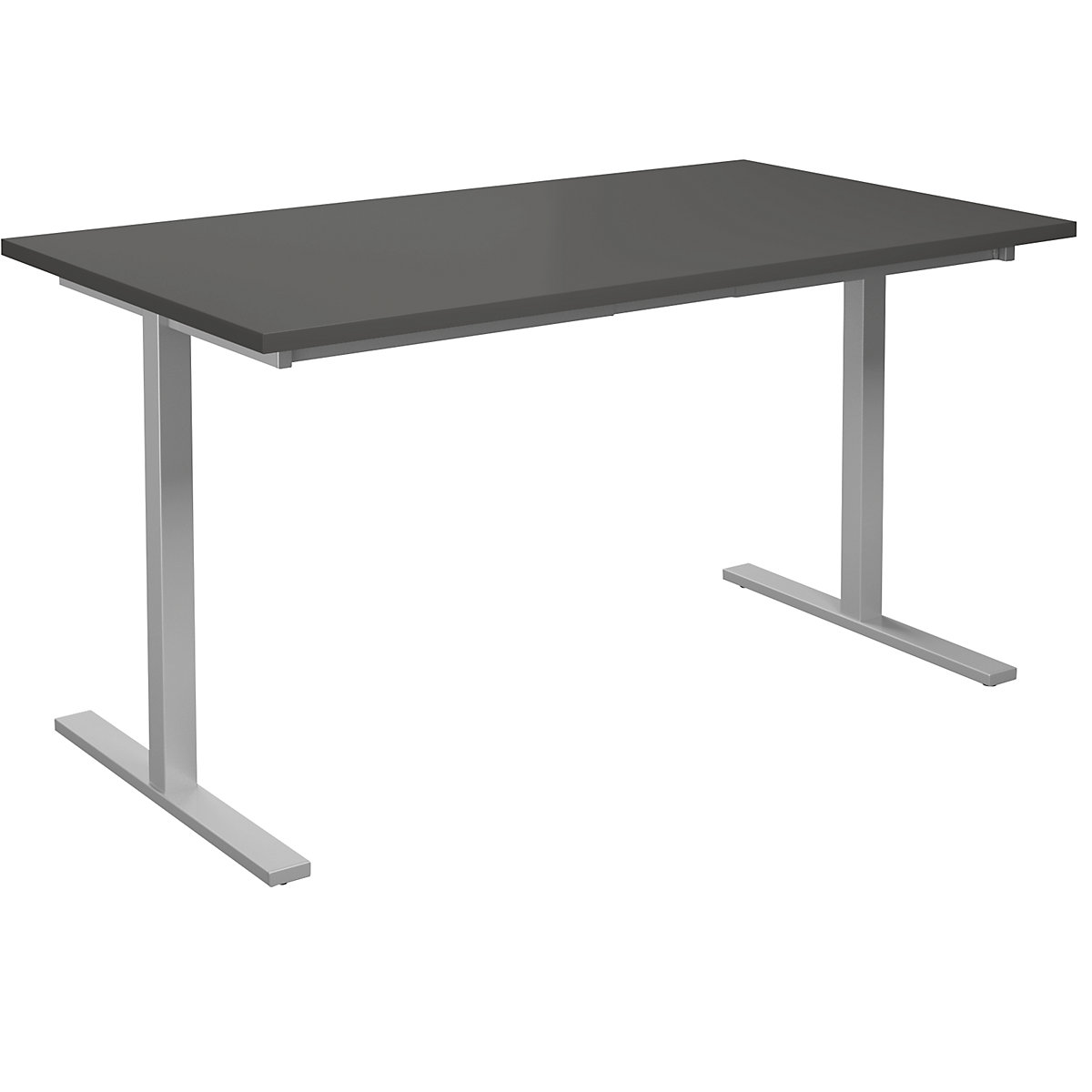 DUO-T multi-purpose desk, straight tabletop, WxD 1400 x 800 mm, dark grey, silver-5