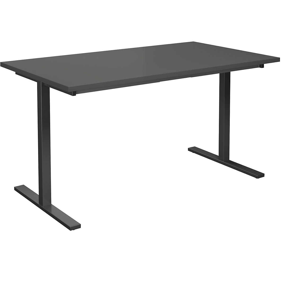 DUO-T multi-purpose desk, straight tabletop, WxD 1400 x 800 mm, dark grey, black-10