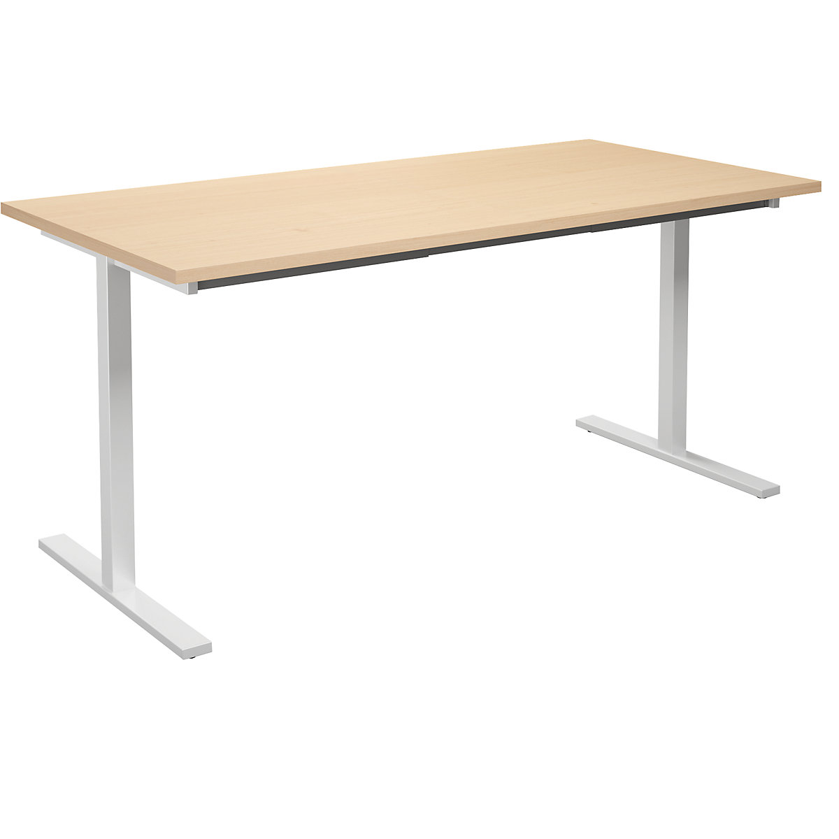 DUO-T multi-purpose desk, straight tabletop, WxD 1600 x 800 mm, birch, white-1