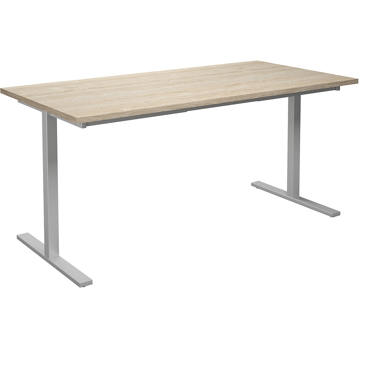 DUO-T multi-purpose desk, straight tabletop, WxD 1600 x 800 mm, oak, silver-3