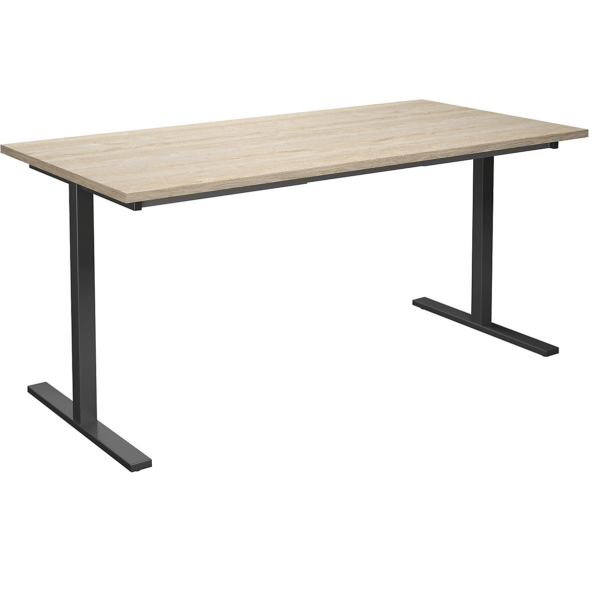 DUO-T multi-purpose desk, straight tabletop, WxD 1600 x 800 mm, oak, black-17