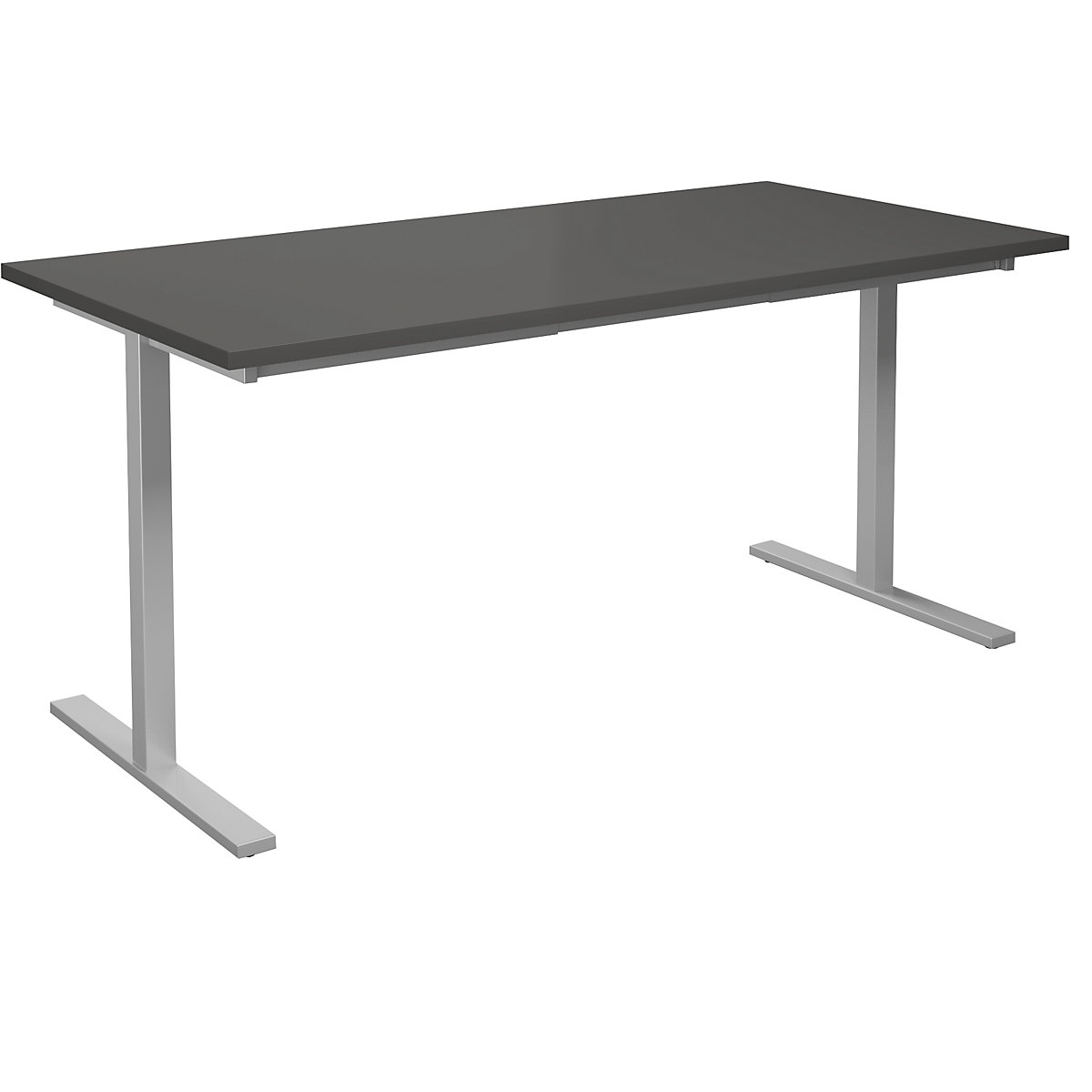 DUO-T multi-purpose desk, straight tabletop, WxD 1600 x 800 mm, dark grey, silver-6