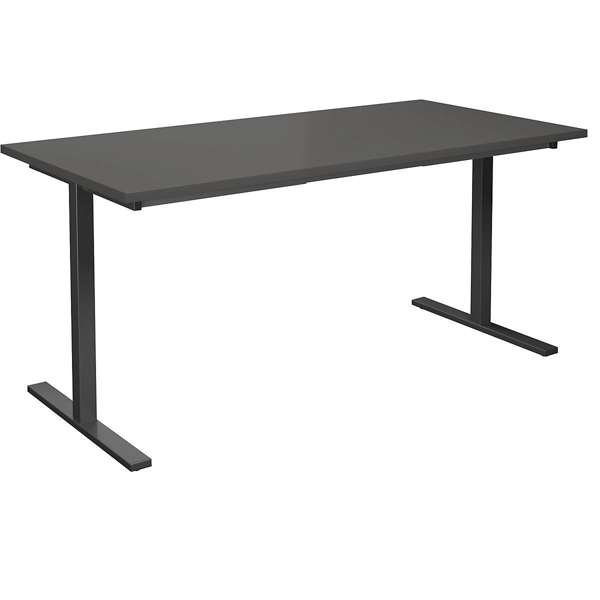 DUO-T multi-purpose desk, straight tabletop, WxD 1600 x 800 mm, dark grey, black-9