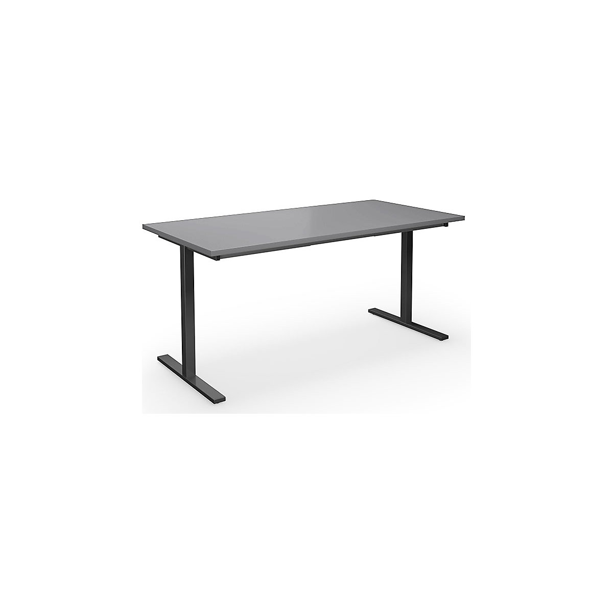 DUO-T multi-purpose desk, straight tabletop, WxD 1600 x 800 mm, light grey, black-2