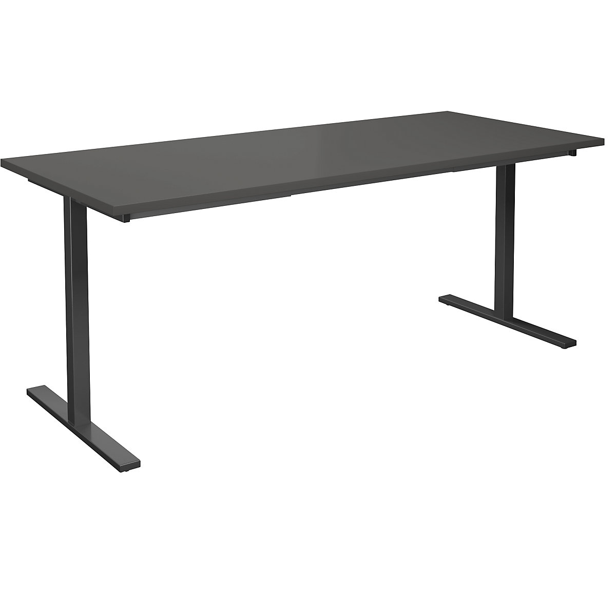 DUO-T multi-purpose desk, straight tabletop, WxD 1800 x 800 mm, dark grey, black-9