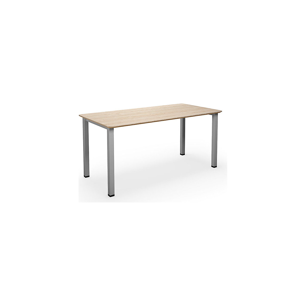 DUO-U Trend multi-purpose desk, straight tabletop, rounded corners, WxD 1600 x 800 mm, oak, silver-1