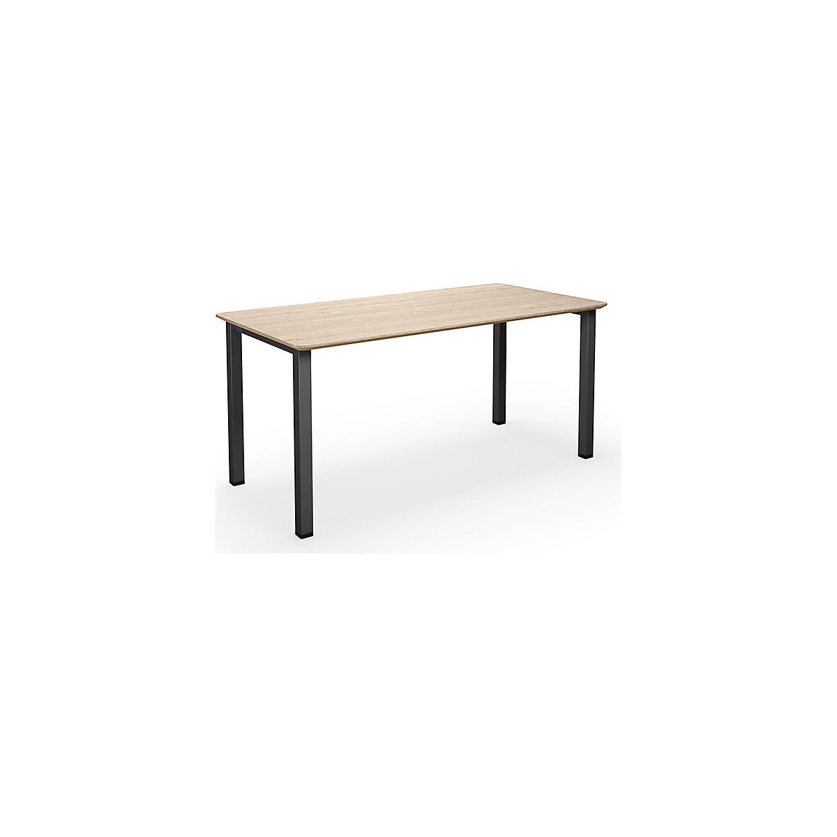 DUO-U Trend multi-purpose desk, straight tabletop, rounded corners, WxD 1400 x 800 mm, oak, black-2
