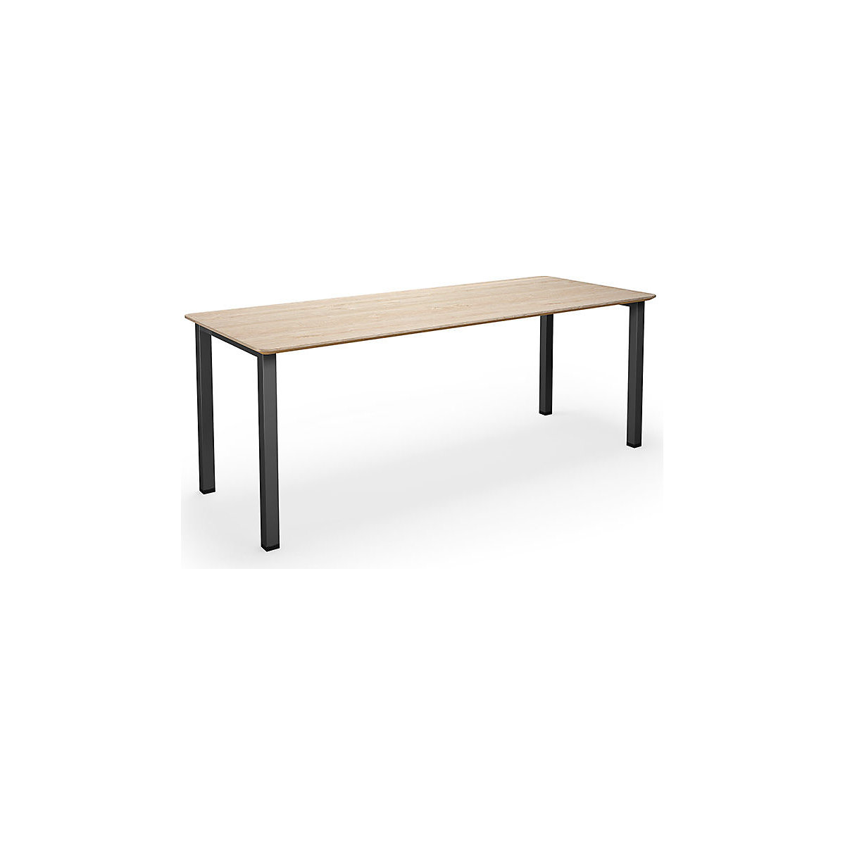 DUO-U Trend multi-purpose desk, straight tabletop, rounded corners, WxD 1800 x 800 mm, oak, black-3