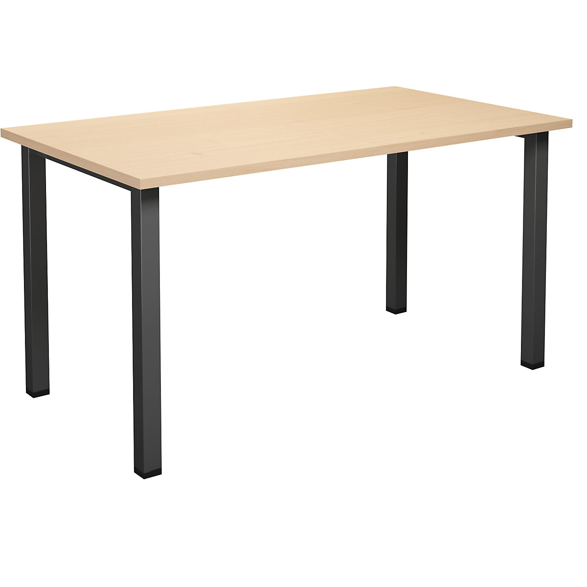 DUO-U multi-purpose desk, straight tabletop, WxD 1400 x 800 mm, birch, black-3