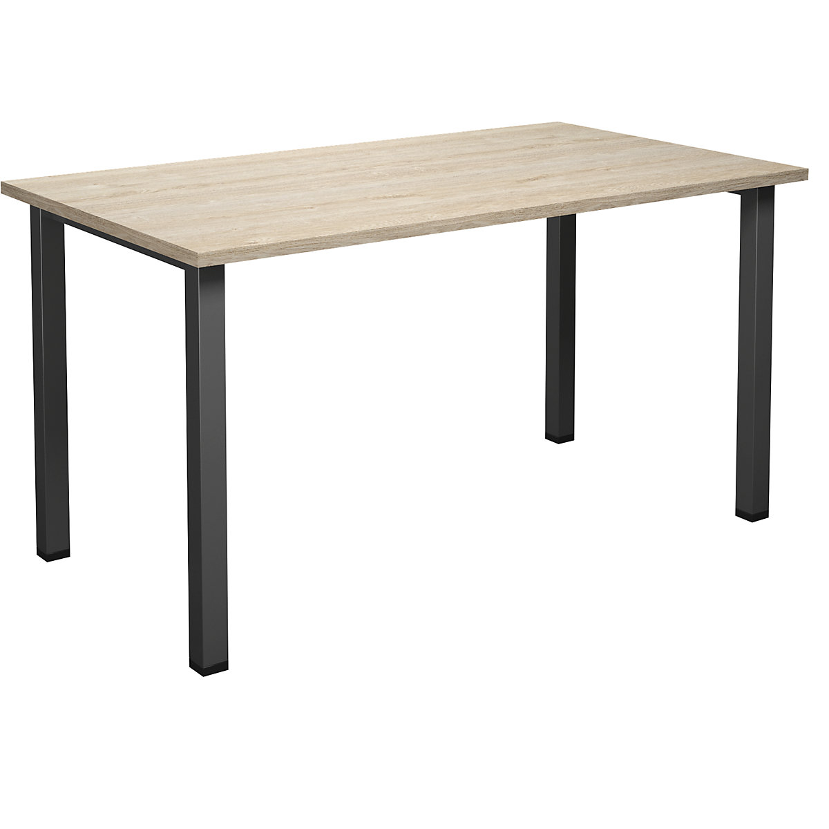 DUO-U multi-purpose desk, straight tabletop, WxD 1400 x 800 mm, oak, black-7