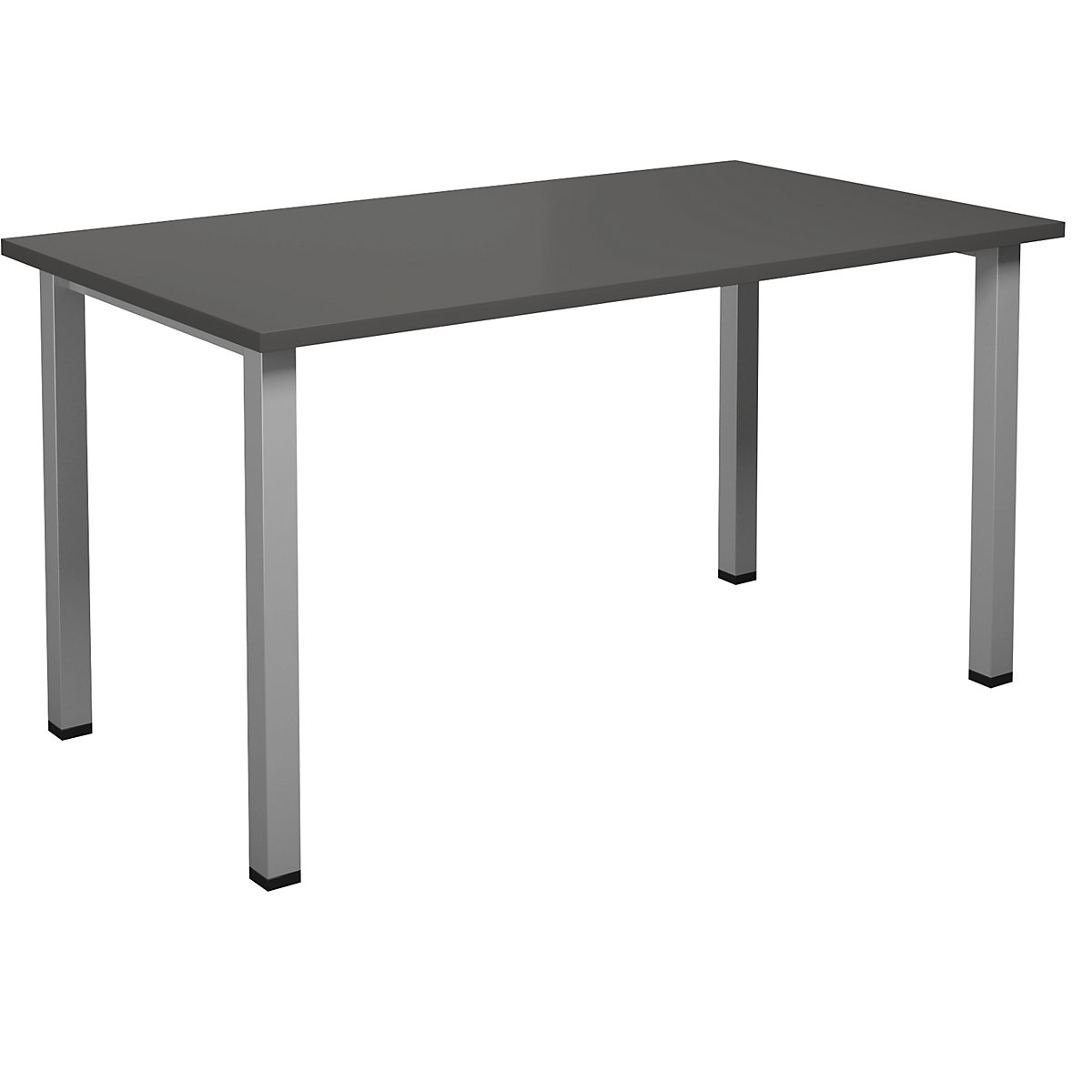 DUO-U multi-purpose desk, straight tabletop, WxD 1400 x 800 mm, dark grey, silver-1