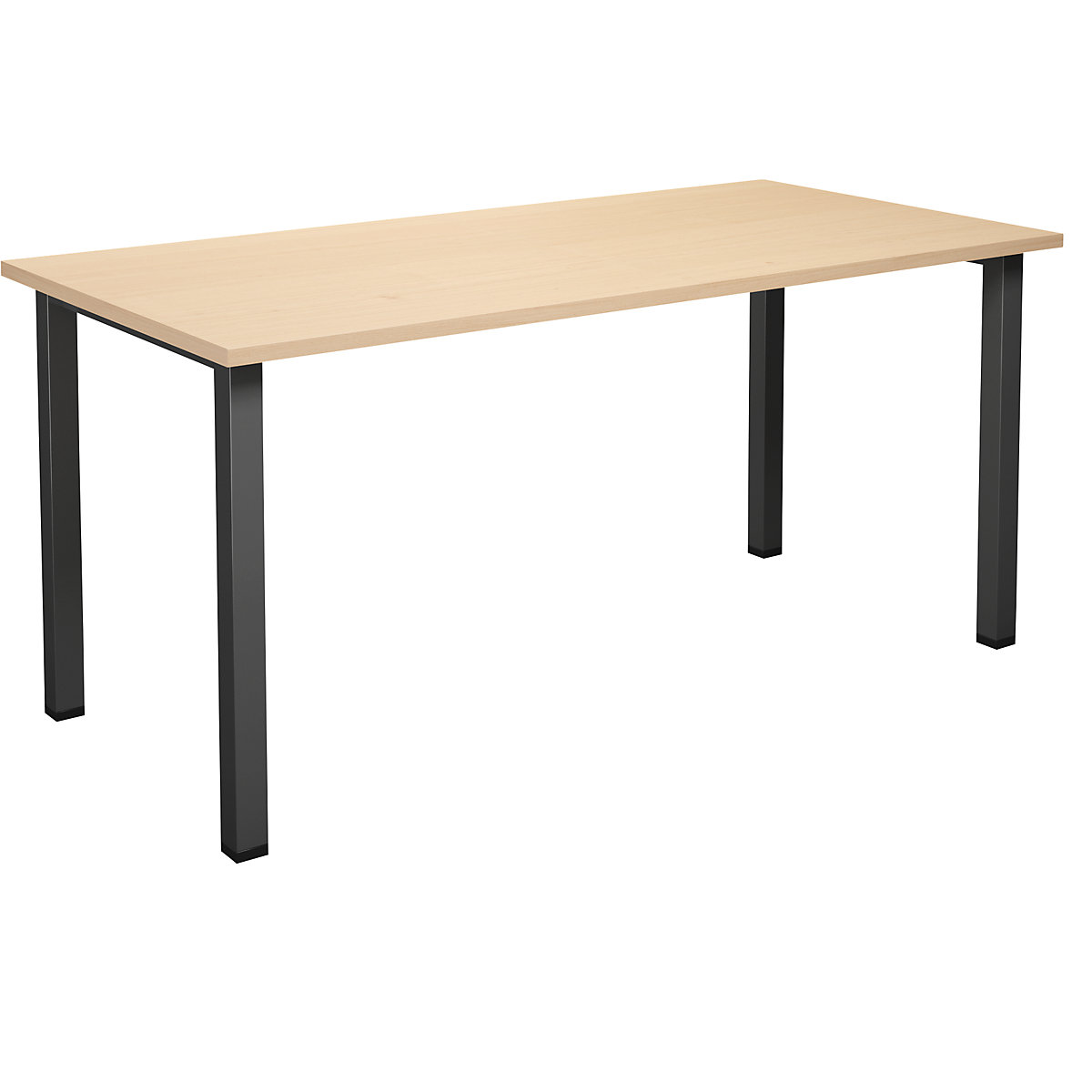 DUO-U multi-purpose desk, straight tabletop, WxD 1600 x 800 mm, birch, black-2