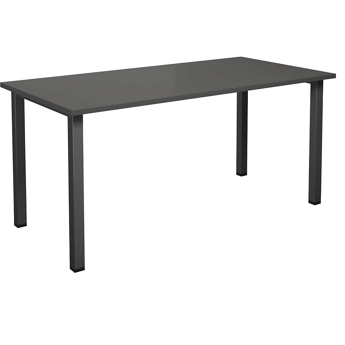 DUO-U multi-purpose desk, straight tabletop, WxD 1600 x 800 mm, dark grey, black-1