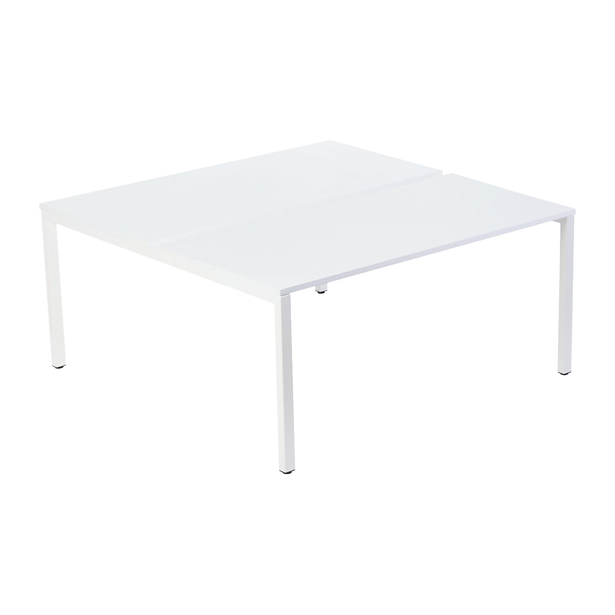 Desk for teams of two, width 1600 mm, depth 600 / 1260 mm, white-3