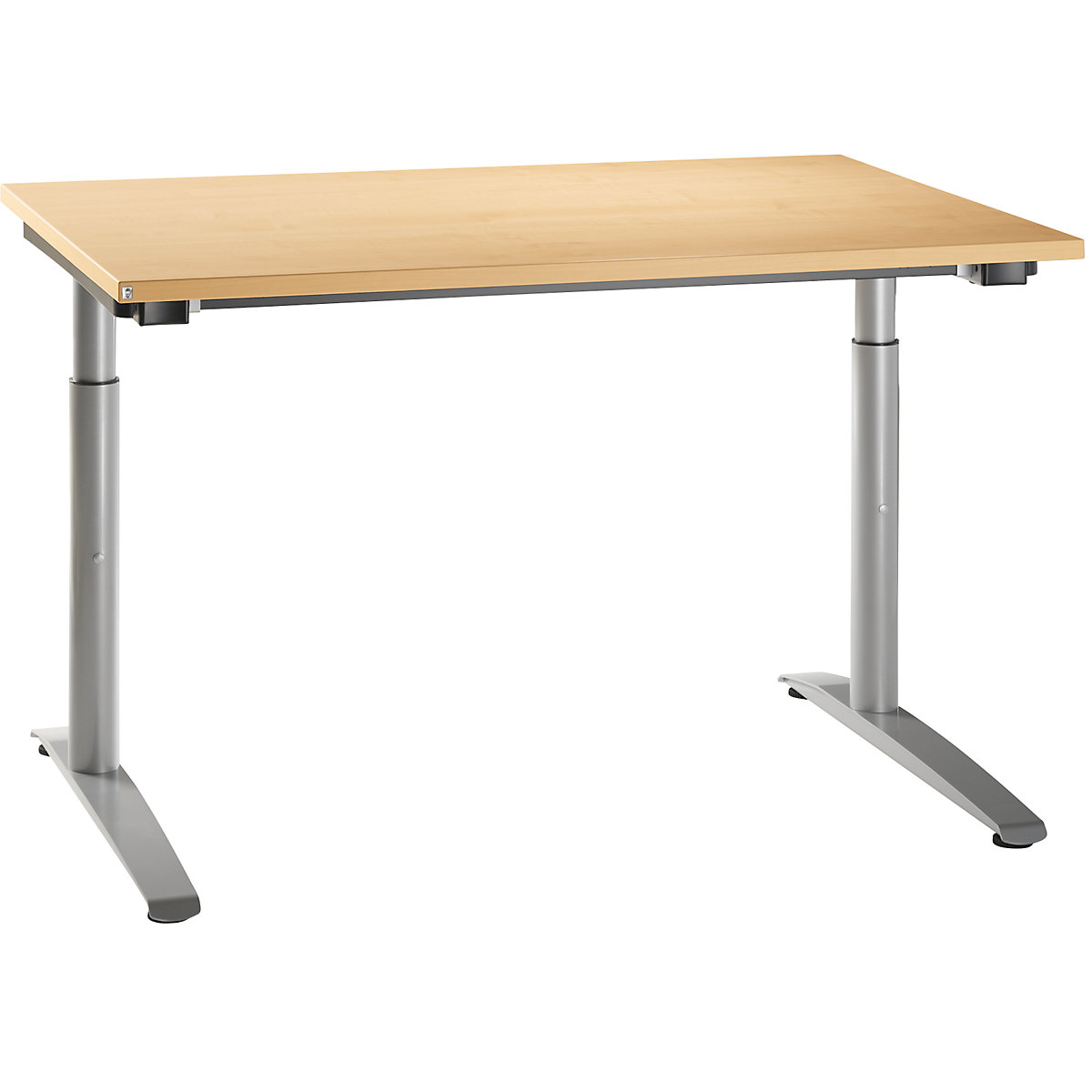 Desk with C-foot frame HANNA, height adjustable 650 – 850 mm, width 1200 mm, beech finish-6