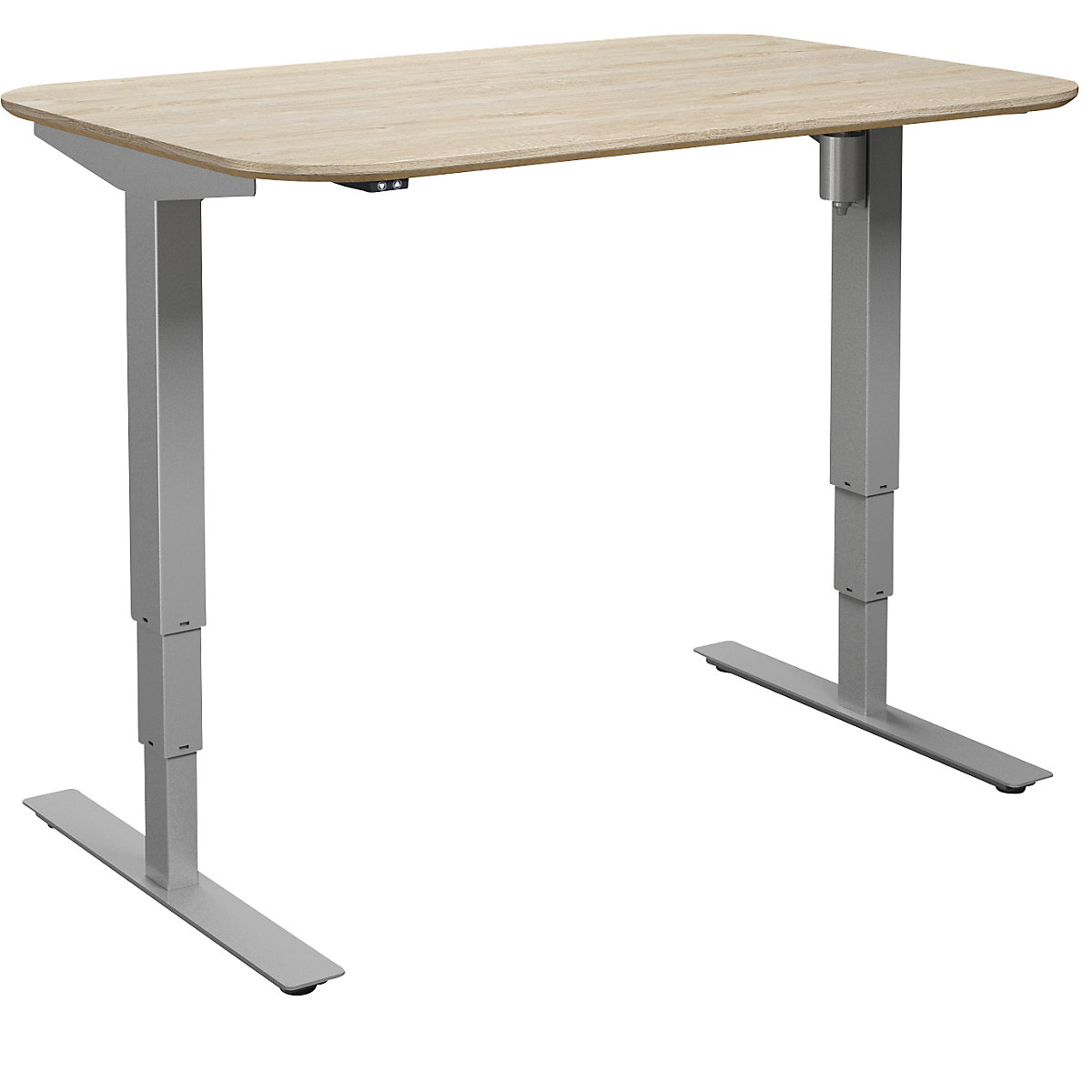 Atlanta Trend desk, electrically height adjustable, straight, rounded corners, WxD 1200 x 800 mm, oak/silver-12