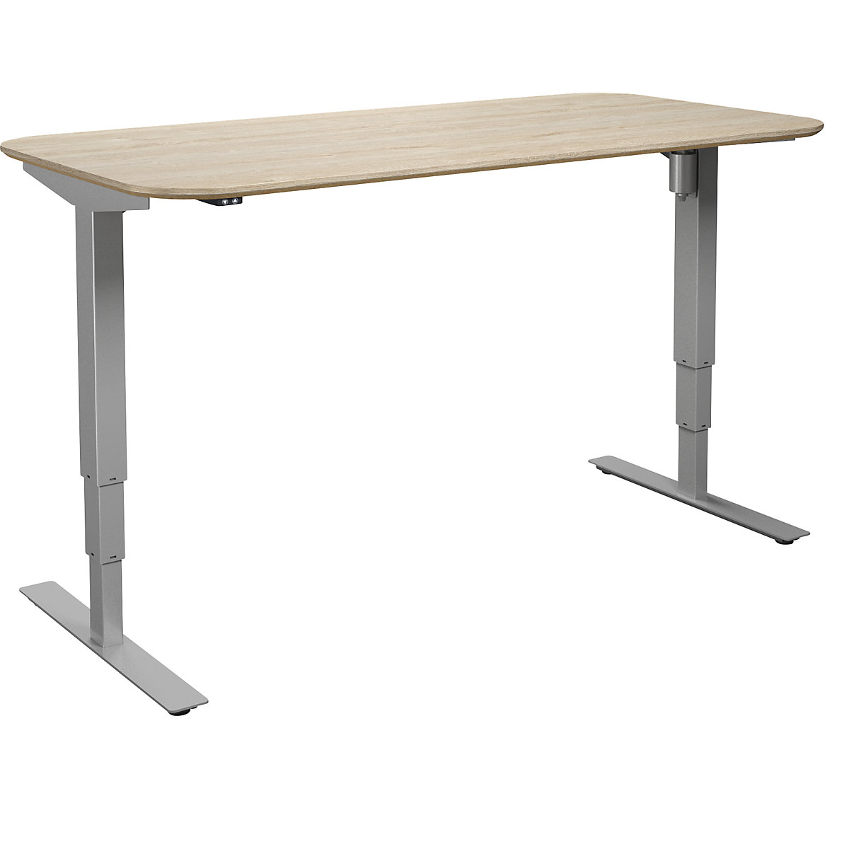 Atlanta Trend desk, electrically height adjustable, straight, rounded corners, WxD 1400 x 800 mm, oak/silver-5