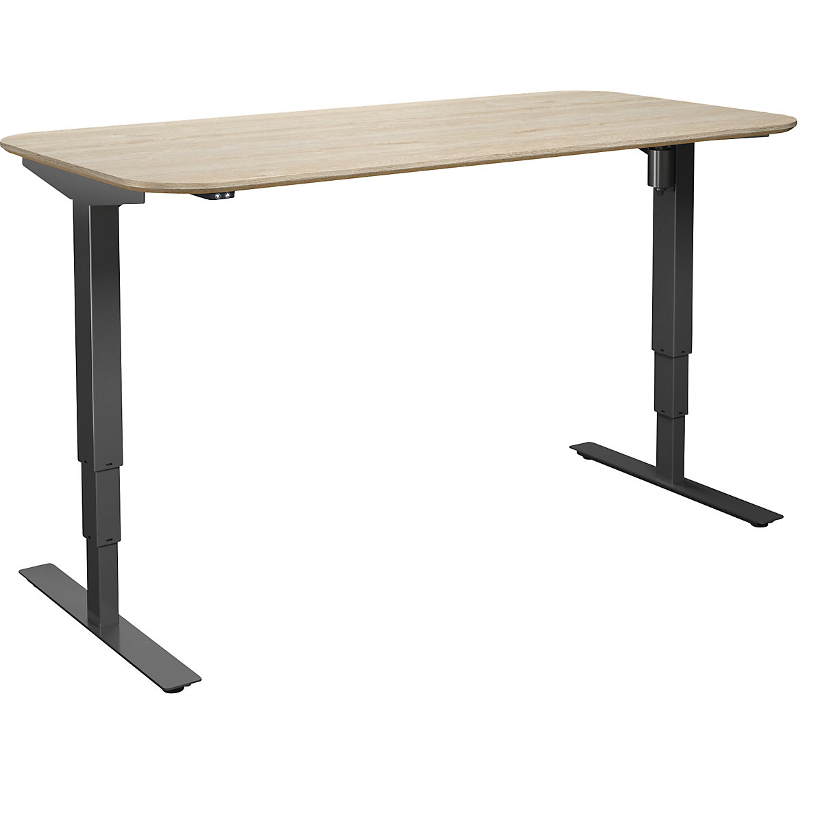 Atlanta Trend desk, electrically height adjustable, straight, rounded corners, WxD 1400 x 800 mm, oak/black-1