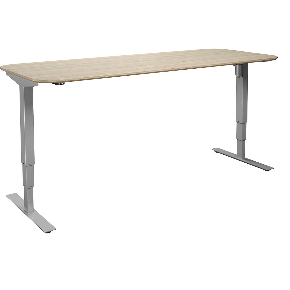 Atlanta Trend desk, electrically height adjustable, straight, rounded corners, WxD 1800 x 800 mm, oak/silver-16