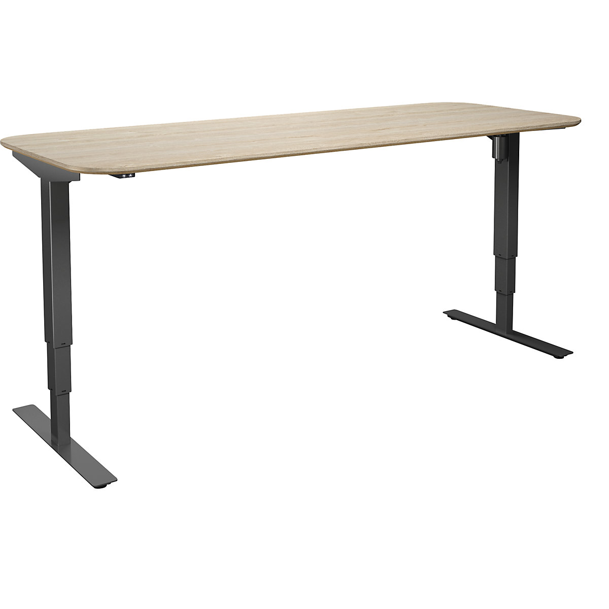 Atlanta Trend desk, electrically height adjustable, straight, rounded corners, WxD 1800 x 800 mm, oak/black-4